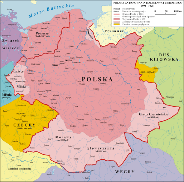 La Pologne en 992 au début du règne du Duc Boleslas Ier de Pologne